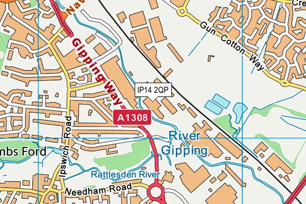 IP14 2QP map - OS VectorMap District (Ordnance Survey)