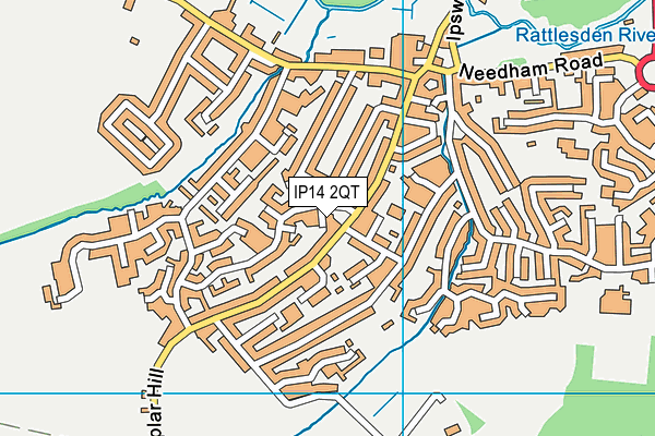 IP14 2QT map - OS VectorMap District (Ordnance Survey)
