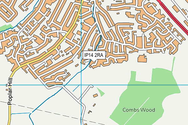 IP14 2RA map - OS VectorMap District (Ordnance Survey)