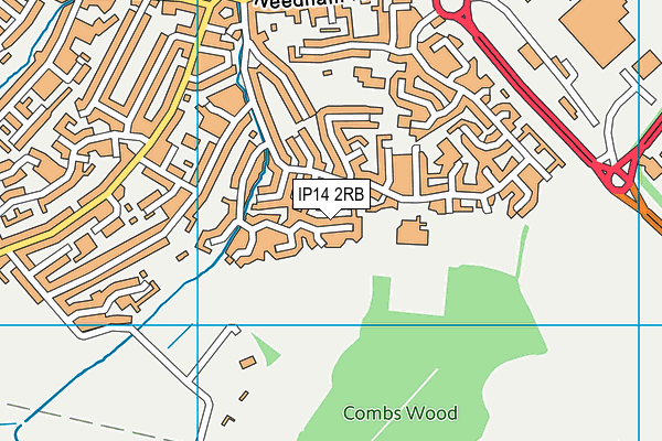 IP14 2RB map - OS VectorMap District (Ordnance Survey)