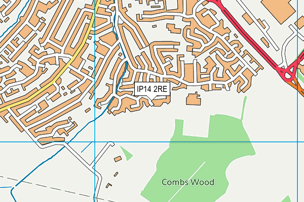 IP14 2RE map - OS VectorMap District (Ordnance Survey)