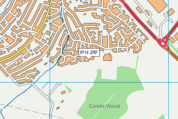 IP14 2RF map - OS VectorMap District (Ordnance Survey)