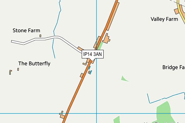 IP14 3AN map - OS VectorMap District (Ordnance Survey)