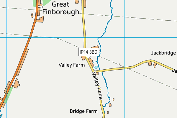 IP14 3BD map - OS VectorMap District (Ordnance Survey)