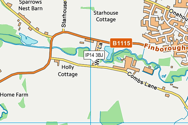 IP14 3BJ map - OS VectorMap District (Ordnance Survey)