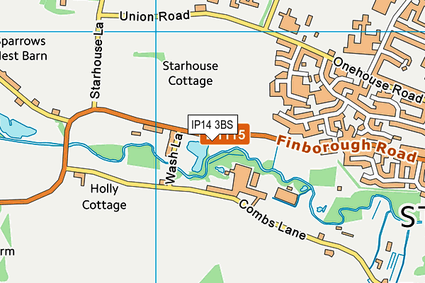 IP14 3BS map - OS VectorMap District (Ordnance Survey)