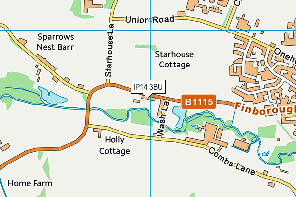 IP14 3BU map - OS VectorMap District (Ordnance Survey)