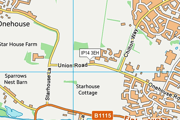 IP14 3EH map - OS VectorMap District (Ordnance Survey)