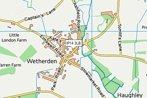 IP14 3LB map - OS VectorMap District (Ordnance Survey)