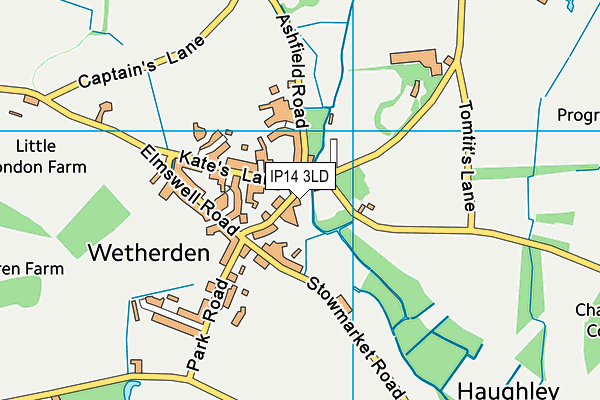 IP14 3LD map - OS VectorMap District (Ordnance Survey)