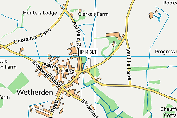 IP14 3LT map - OS VectorMap District (Ordnance Survey)