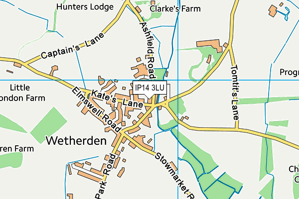 IP14 3LU map - OS VectorMap District (Ordnance Survey)