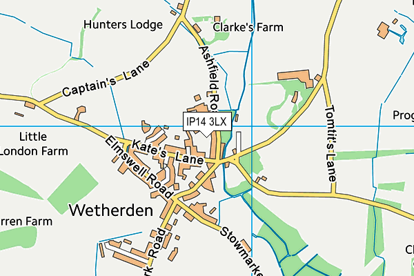 IP14 3LX map - OS VectorMap District (Ordnance Survey)