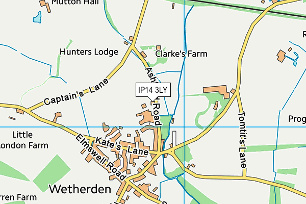 IP14 3LY map - OS VectorMap District (Ordnance Survey)