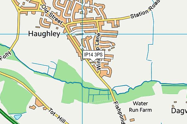 IP14 3PS map - OS VectorMap District (Ordnance Survey)