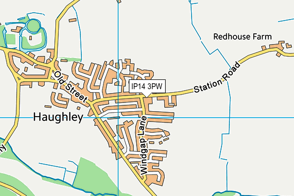 IP14 3PW map - OS VectorMap District (Ordnance Survey)