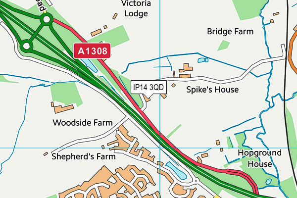 IP14 3QD map - OS VectorMap District (Ordnance Survey)