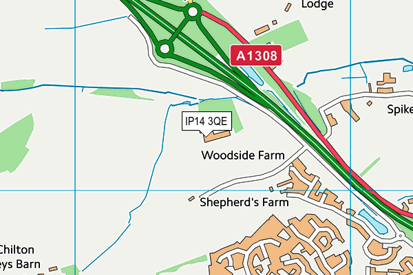 IP14 3QE map - OS VectorMap District (Ordnance Survey)