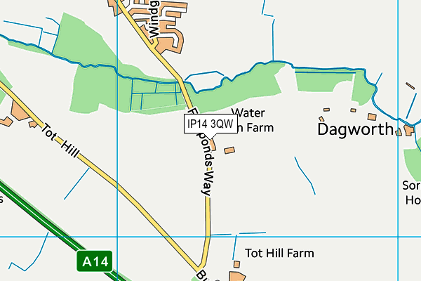 IP14 3QW map - OS VectorMap District (Ordnance Survey)