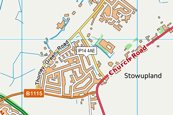 IP14 4AE map - OS VectorMap District (Ordnance Survey)