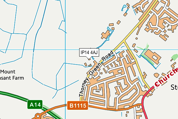 IP14 4AJ map - OS VectorMap District (Ordnance Survey)
