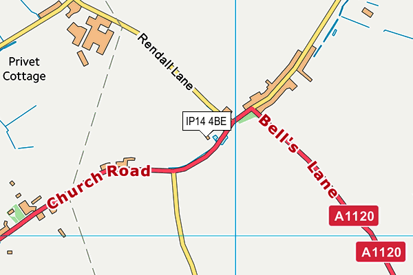 IP14 4BE map - OS VectorMap District (Ordnance Survey)