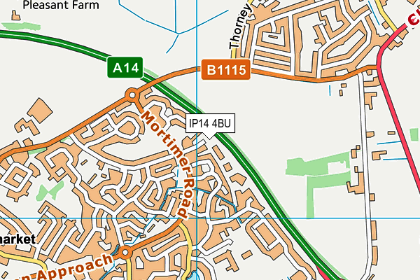 IP14 4BU map - OS VectorMap District (Ordnance Survey)