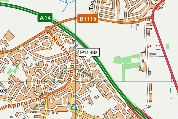 IP14 4BX map - OS VectorMap District (Ordnance Survey)