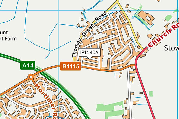 IP14 4DA map - OS VectorMap District (Ordnance Survey)