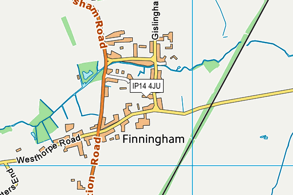 IP14 4JU map - OS VectorMap District (Ordnance Survey)