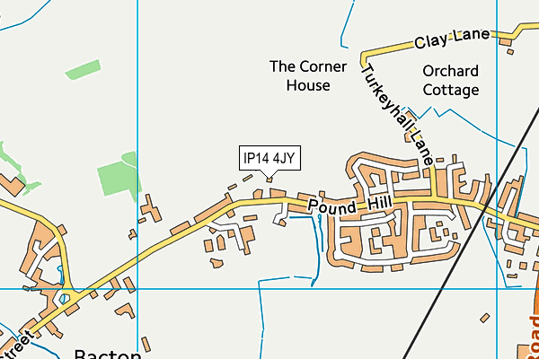 IP14 4JY map - OS VectorMap District (Ordnance Survey)