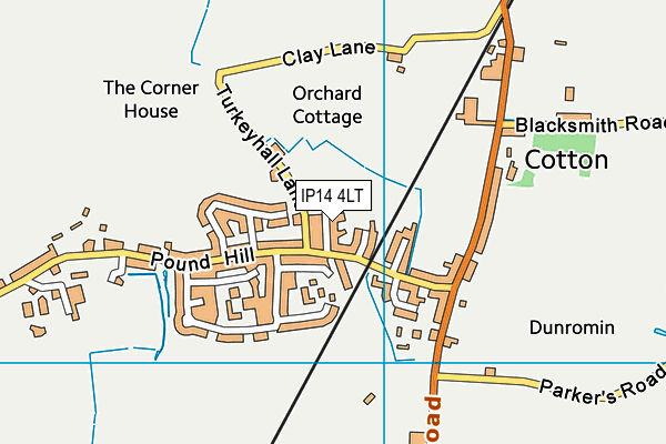 IP14 4LT map - OS VectorMap District (Ordnance Survey)