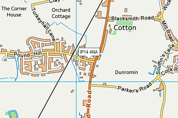 IP14 4NA map - OS VectorMap District (Ordnance Survey)