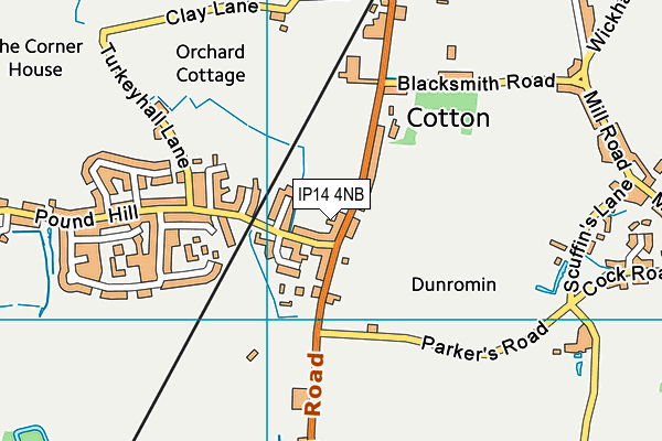 IP14 4NB map - OS VectorMap District (Ordnance Survey)