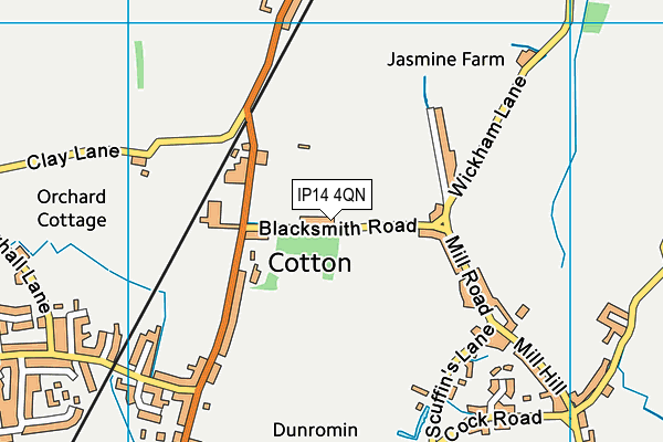 Cotton Village Hall map (IP14 4QN) - OS VectorMap District (Ordnance Survey)