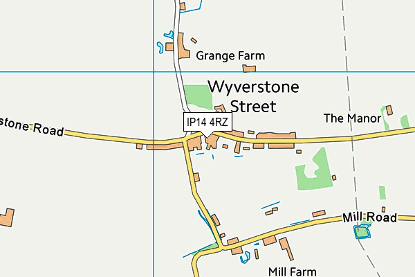 IP14 4RZ map - OS VectorMap District (Ordnance Survey)