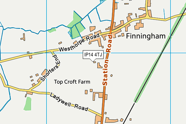 IP14 4TJ map - OS VectorMap District (Ordnance Survey)