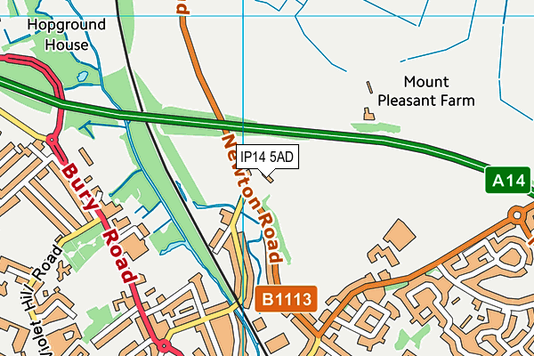 IP14 5AD map - OS VectorMap District (Ordnance Survey)