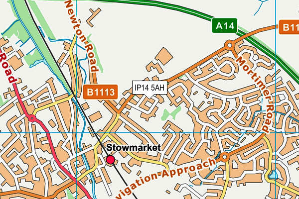 IP14 5AH map - OS VectorMap District (Ordnance Survey)