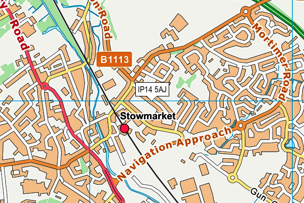IP14 5AJ map - OS VectorMap District (Ordnance Survey)