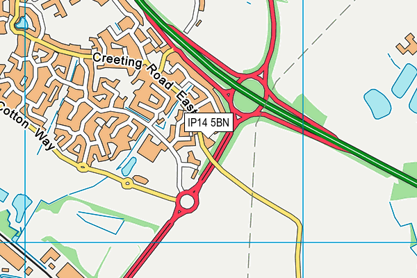 IP14 5BN map - OS VectorMap District (Ordnance Survey)