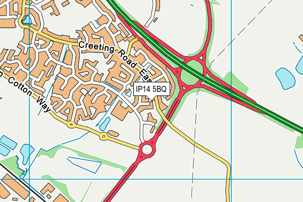 IP14 5BQ map - OS VectorMap District (Ordnance Survey)