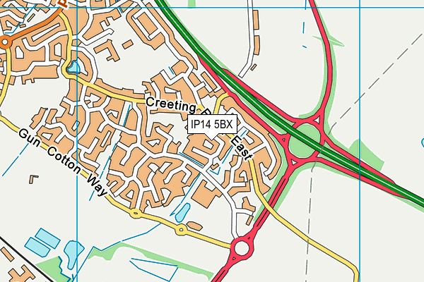 IP14 5BX map - OS VectorMap District (Ordnance Survey)