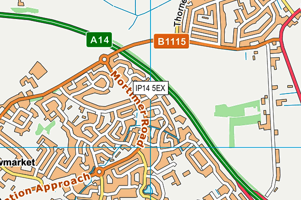 IP14 5EX map - OS VectorMap District (Ordnance Survey)