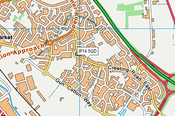 IP14 5GD map - OS VectorMap District (Ordnance Survey)