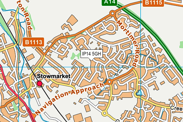 IP14 5GH map - OS VectorMap District (Ordnance Survey)