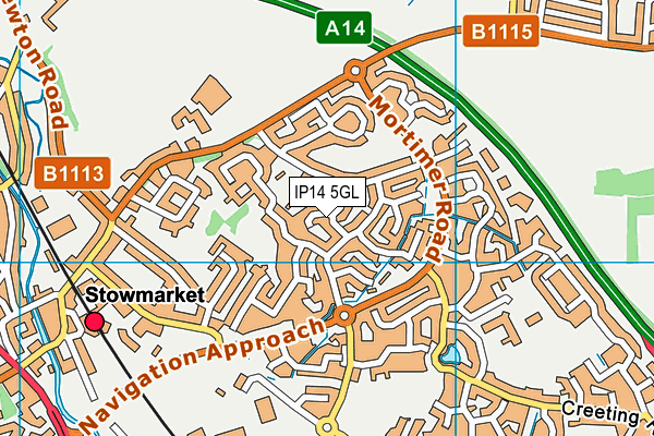 IP14 5GL map - OS VectorMap District (Ordnance Survey)