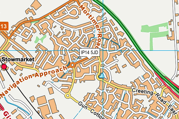 IP14 5JD map - OS VectorMap District (Ordnance Survey)