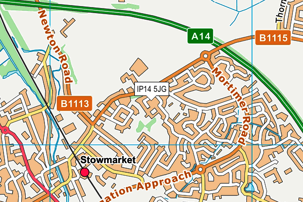 IP14 5JG map - OS VectorMap District (Ordnance Survey)