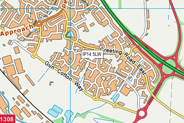 IP14 5LW map - OS VectorMap District (Ordnance Survey)